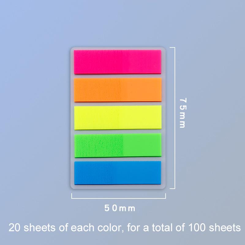 PET Index Sticker Color Marked Sticky Notes Office Cultural Supplies Student Stationery Semi-transparent Self Adhesive Strip TMZ