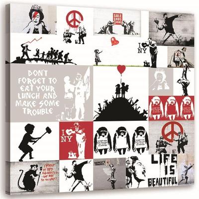 Canvas Print, Banksy Mural - Collection of Street Art Works