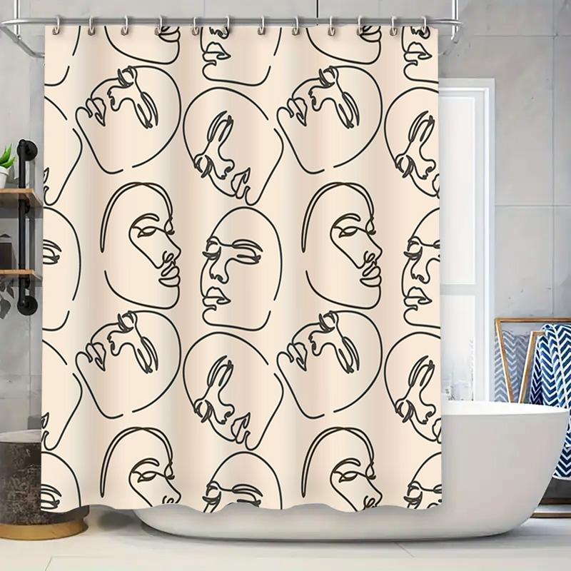 

Unique Line Drawing Shower Curtain Set For Bathroom Decor Modern Artistic Waterproof Fabric In Various Colors Available W60H190(CM)-1 Pcs