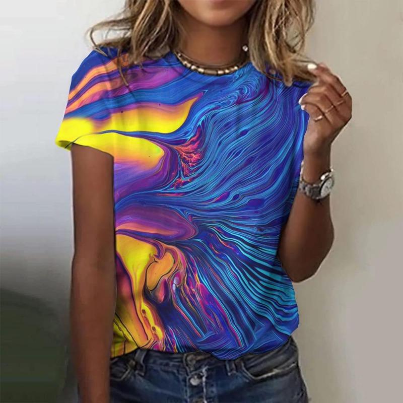 3D Printed T-shirt Women's Street Clothing Casual Fashion Short Sleeved Round Neck T-shirt Top Clothing