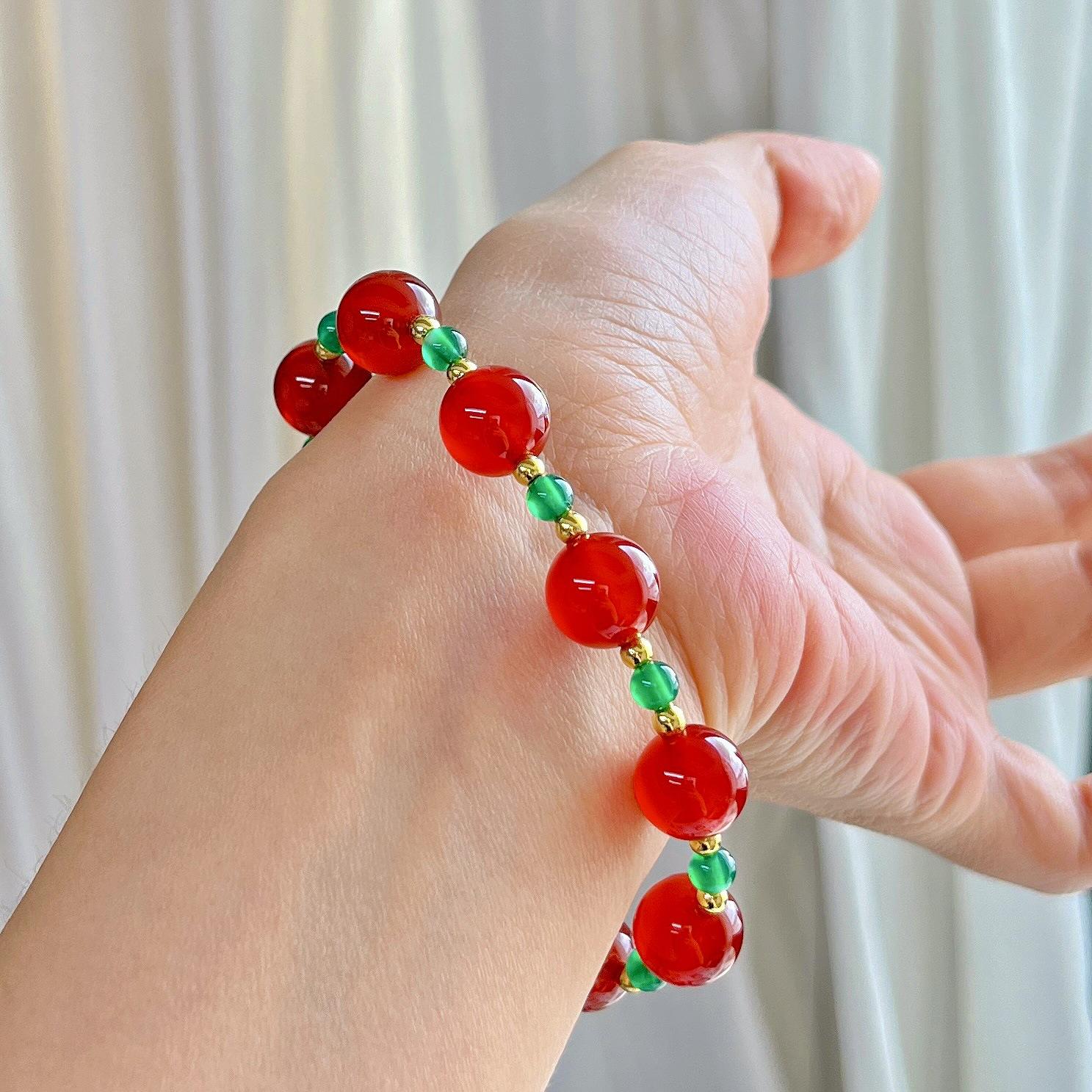 New Year S Red Autumn And Winter New Product Natural Ice And Hydrating Chalcedony Agate Green Chalcedony Bracelet Bracelet
