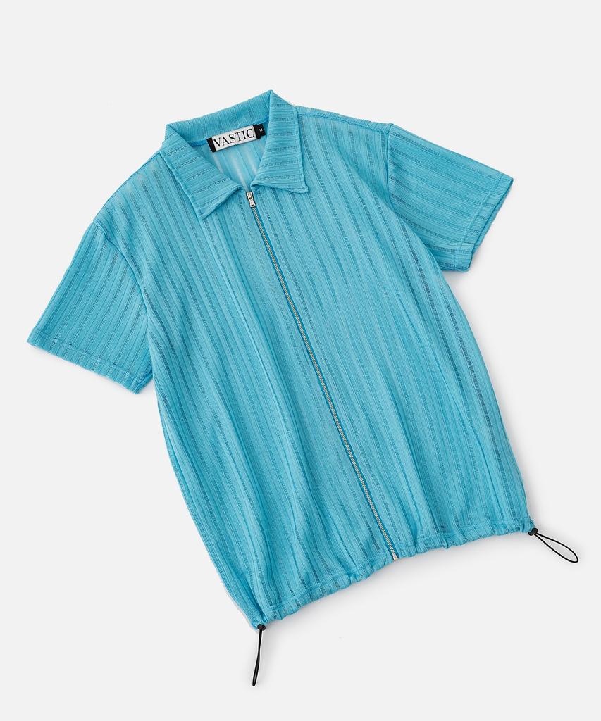 VASTIC Zip-Up See-Through Half Knit_Blue