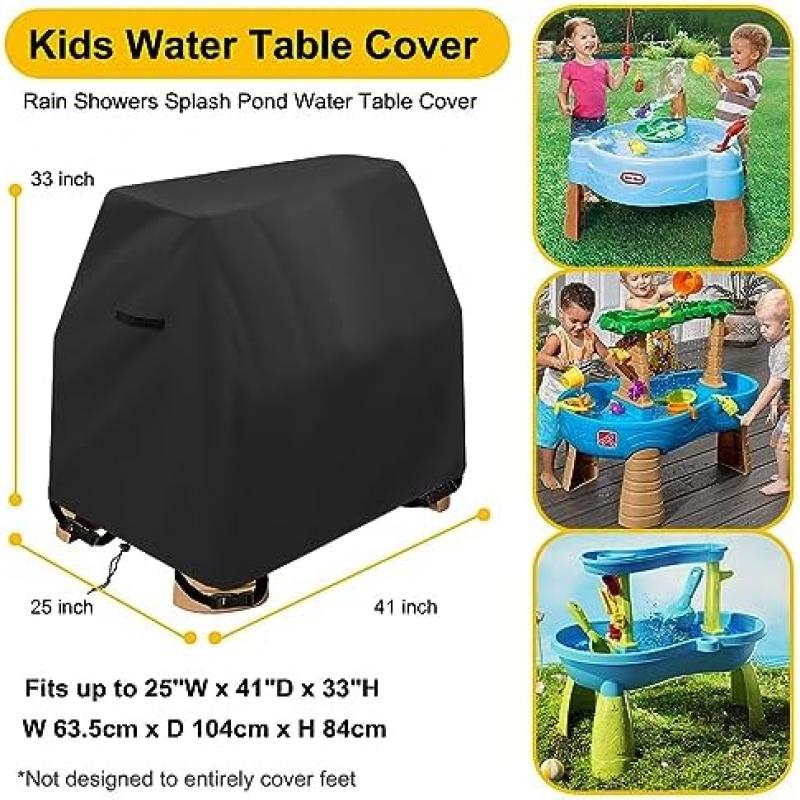 Wasserspieltisch Cover 105x65x84cm, Anti-UV 420D Oxford Fabric Water Sand Table Cover with Drawstring for Kids Outdoor Play