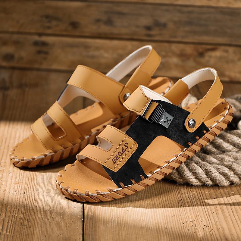 

Классические мужские сандалии ручной работы, летние новые модные тапочки, повседневная нескользящая пляжная обувь, шлепанцы для мужчин 44