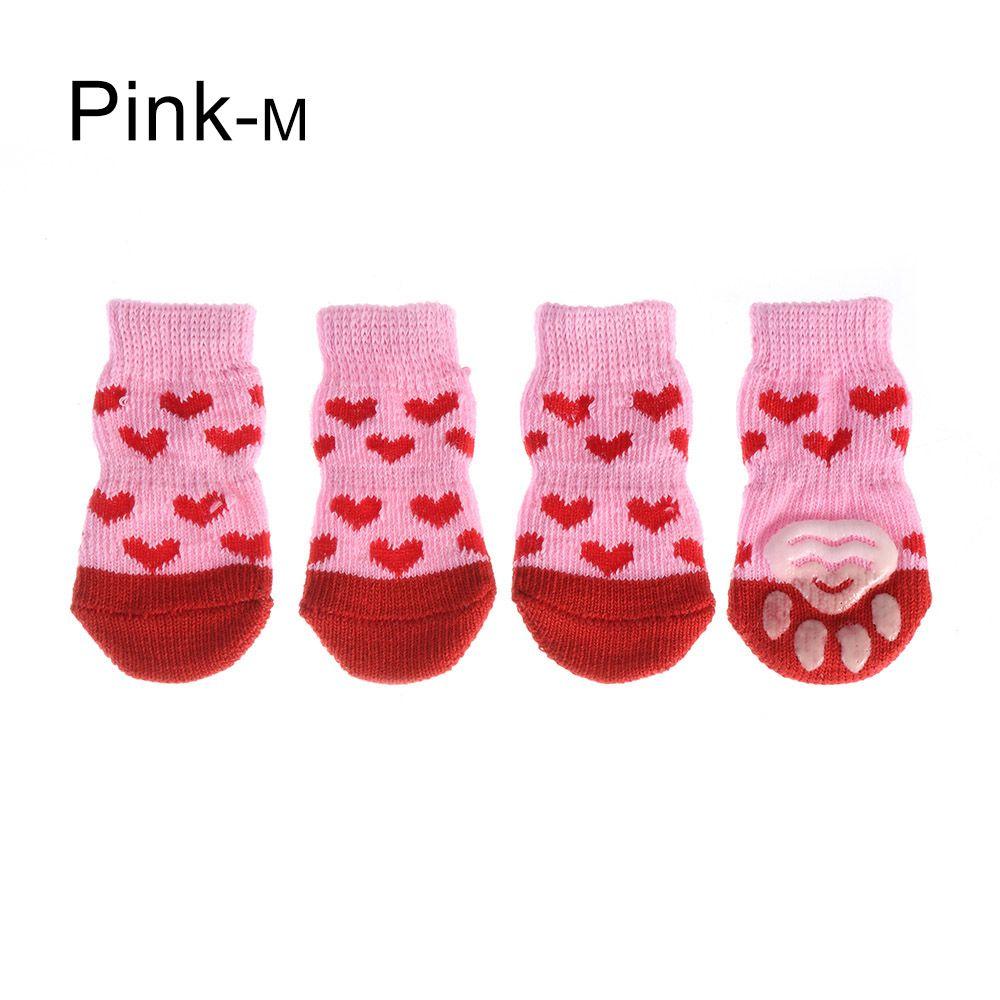 4Pcs/set Paw Protectors Candy Color Pet Supplies Puppy Boots Anti-Slip Dog Shoes Knitted Socks