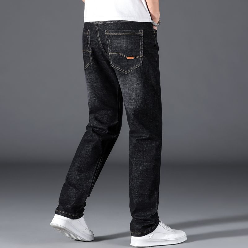 Fleece Thickened Extra Large Size Elastic Jeans Loose and Fat Plus Size Casual Warm Fat High Waist Pants