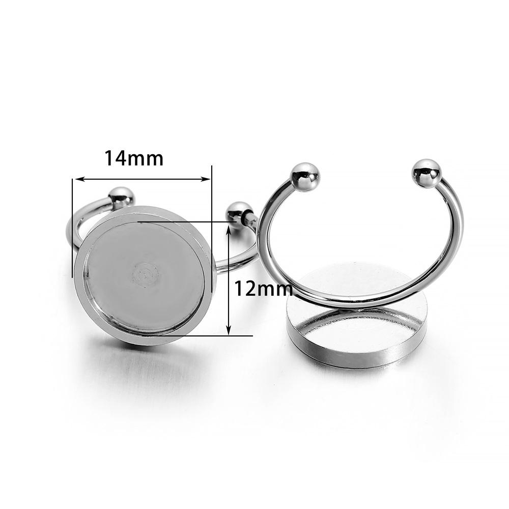 10Pcs/Lot 4-10mm Stainless Steel Adjustable Ring Settings Base Round Cabochons Cameo Settings for DIY Jewelry Making Accessories