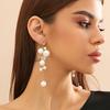 Korean Elegant Imitation Pearl Long Tassel Drop Earrings  Irregular Ball Bead Earrings Women's Wedding Party Jewelry Gift
