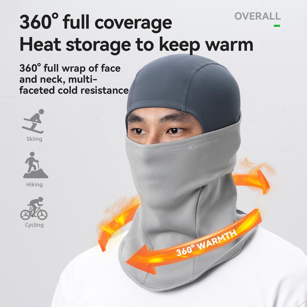 ROCKBROS Cycling Fleece Headgear 360°Warmth Color-Block Head Cover Windproof Heat Storage Skiing Hiking Cycling Comfortable Mask