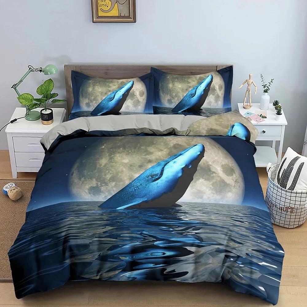 3D Dolphin In Blue Sea Bedding Sets Queen King Size Animal Single Quilt Duvet Cover Set Kids Adult Bed Bedclothes