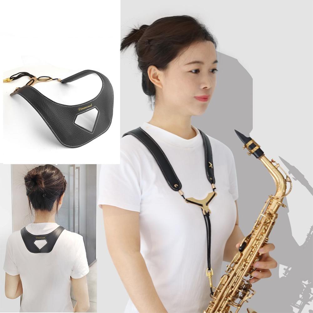 Weiches Schultergurt-Länge Verstellbar Leder Saxophon Lanyard Doppel-Schultergurt Riemen Musikinstrument Zubehör