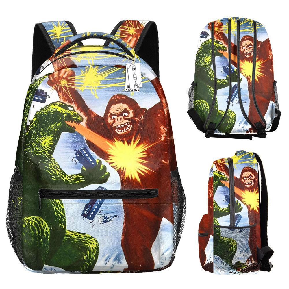 Godzilla Large Capacity Full Print School Bag Backpack For Kids All-over print backpack