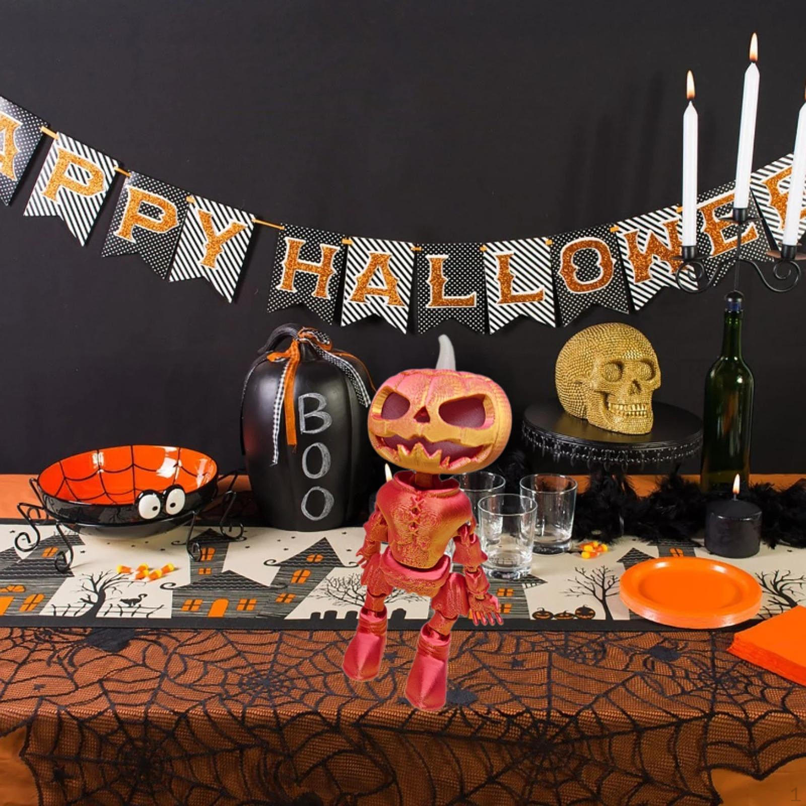 Enchanting Pumpkin Zombie Sculpture for Halloween Home Display Red Golden