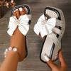 Fashion Wedge Thick-Soled Women's Sandals 2025 Summer Rivet Belt Buckles Bow Shoes Platform Slippers Open-Toe Slip On Sandalias De Mujer