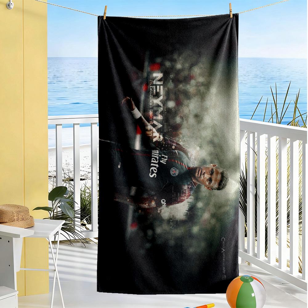 Neymar Psg Fly Emirates Beach Towel Super Soft Microfiber Quickdry Fabric Comfortable Lightweight Perfect for Traveling Yoga Camping and Swimming