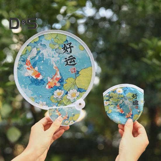 Cartoon Pattern Reflector Folding Fan Portable Lightweight Foldable Fan Fish Orange Panda Pattern Hand Fan