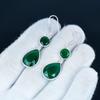 Jemné náušnice se smaragdovými drahokamy, náušnice ze sterlingového stříbra 925, ručně vyráběné boho stříbrné šperky visací náušnice, dárek na Valentýna