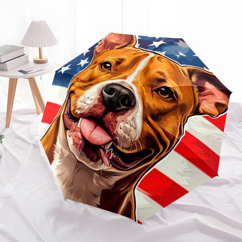 1 PC Automatic Folding Umbrella - Pitbull Dog Pattern, Portable & Foldable Design with 8 Ribs, Christmas Birthday Gifts