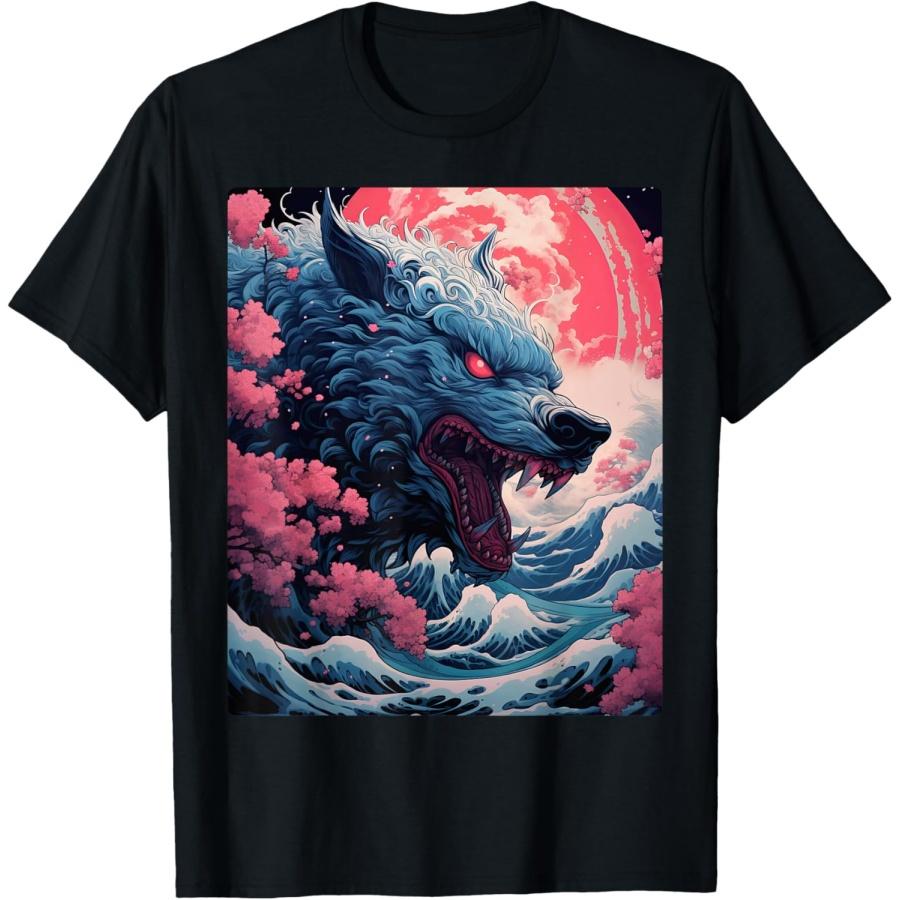 Японский Аниме Волк Кицунэ Самурай Они Стиль Арт Футболка XXXXXL чёрный