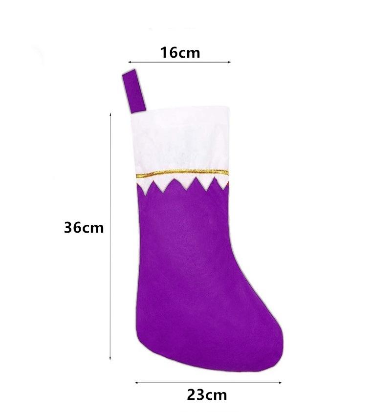 Christmas Stocking Non woven White Gold Label Stocking Hanging Green Mouth Thread Christmas Decoration Ornaments Gift Bag