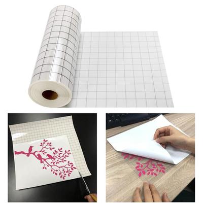 Clear Vinyl Transfer Paper Tape Roll 12 X 5 FT w/Alignment Grid Application for Silhouette Cameo,  Adhesive Decals, Signs