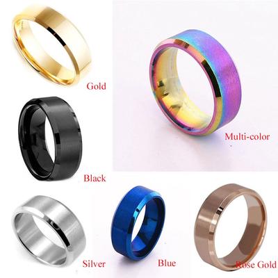 Bague en acier inoxydable chaude titane argent noir or hommes