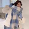 Atmosphere Maillard plaid scarf women's winter new Korean high-end sense thickened warm scarf student