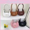 Simple Solid Color Gold Bow Decoration Women Casual Shoulder Bag For Daily Use