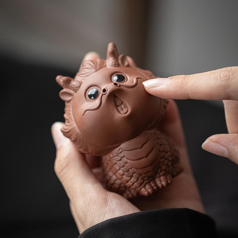 Purple Clay Tea Pet  Boutique Can Be Raised To Attract Wealth, Divine Beasts, Dragon Playing with Tea Sets, Tea Tables Lids