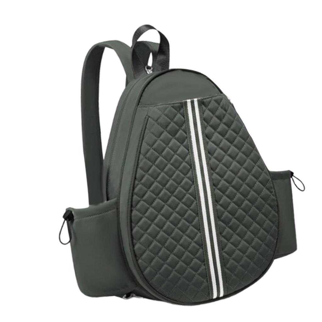 Tennis Bag Outdoor with Side Pockets Quilted Crossbody Backpack Green