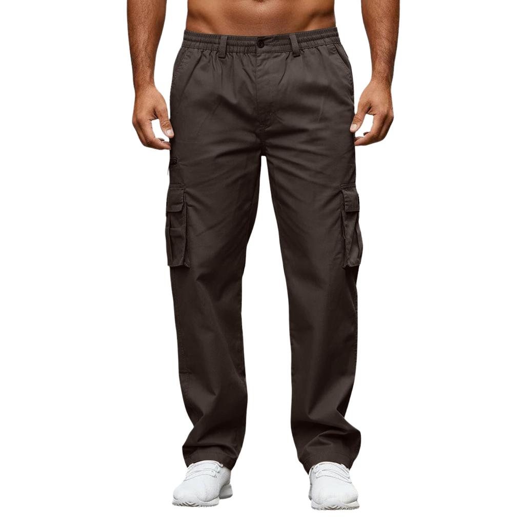 Men's Workwear Casual Stretch Waistband Multi-Pocket Straight-Leg Pants