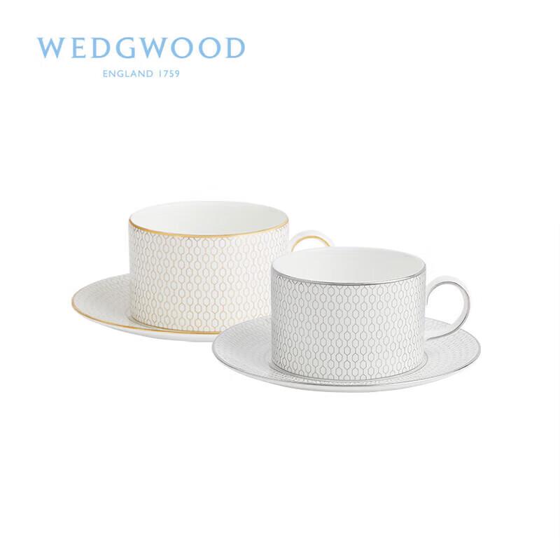 Wedgwood Platinum & Gold Geometric Cup & Saucer Set