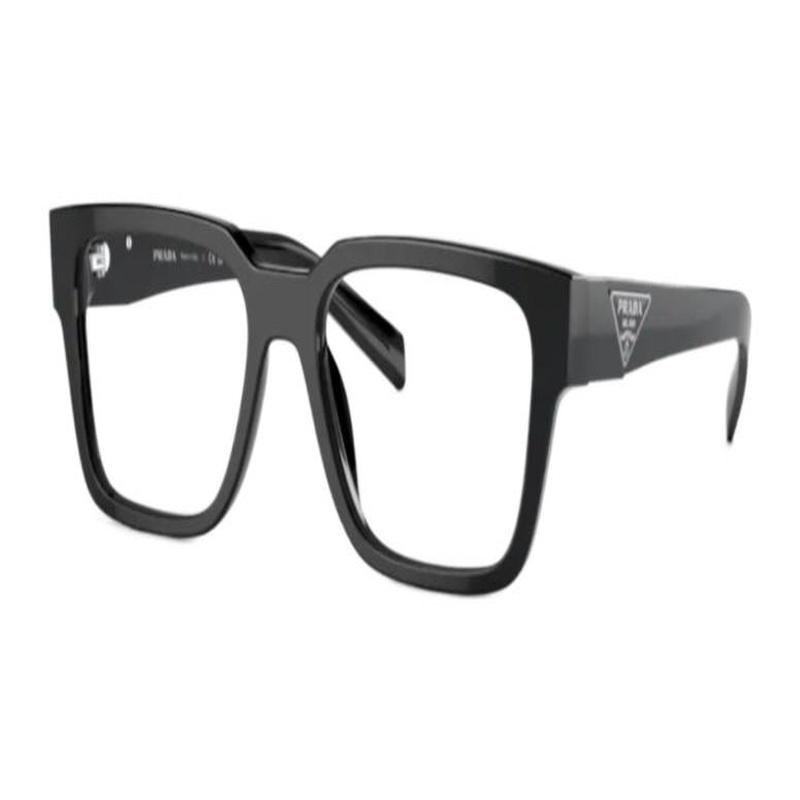 Prada optical glasses [Available prescriptions] Logo engraved temples, irregular-shaped frames Black 54 basic packaging-glasses case + packaging box