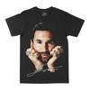 Tricou Casual Elegant Negru cu Grafică Inele de Campionat Lionel Messi, Bumbac, Mânecă Scurtă