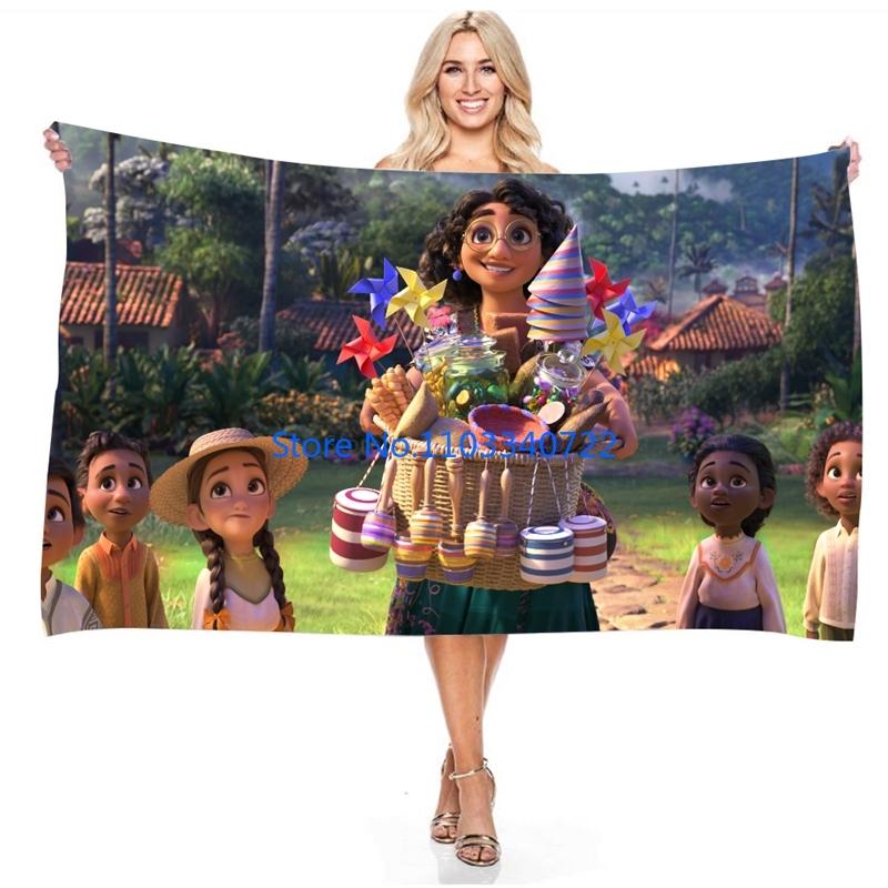 Cartoon Film Encanto Anime Bath Towels Microfiber Beach Swimming Towel Decor for Adults Kids Gift 75x150cm