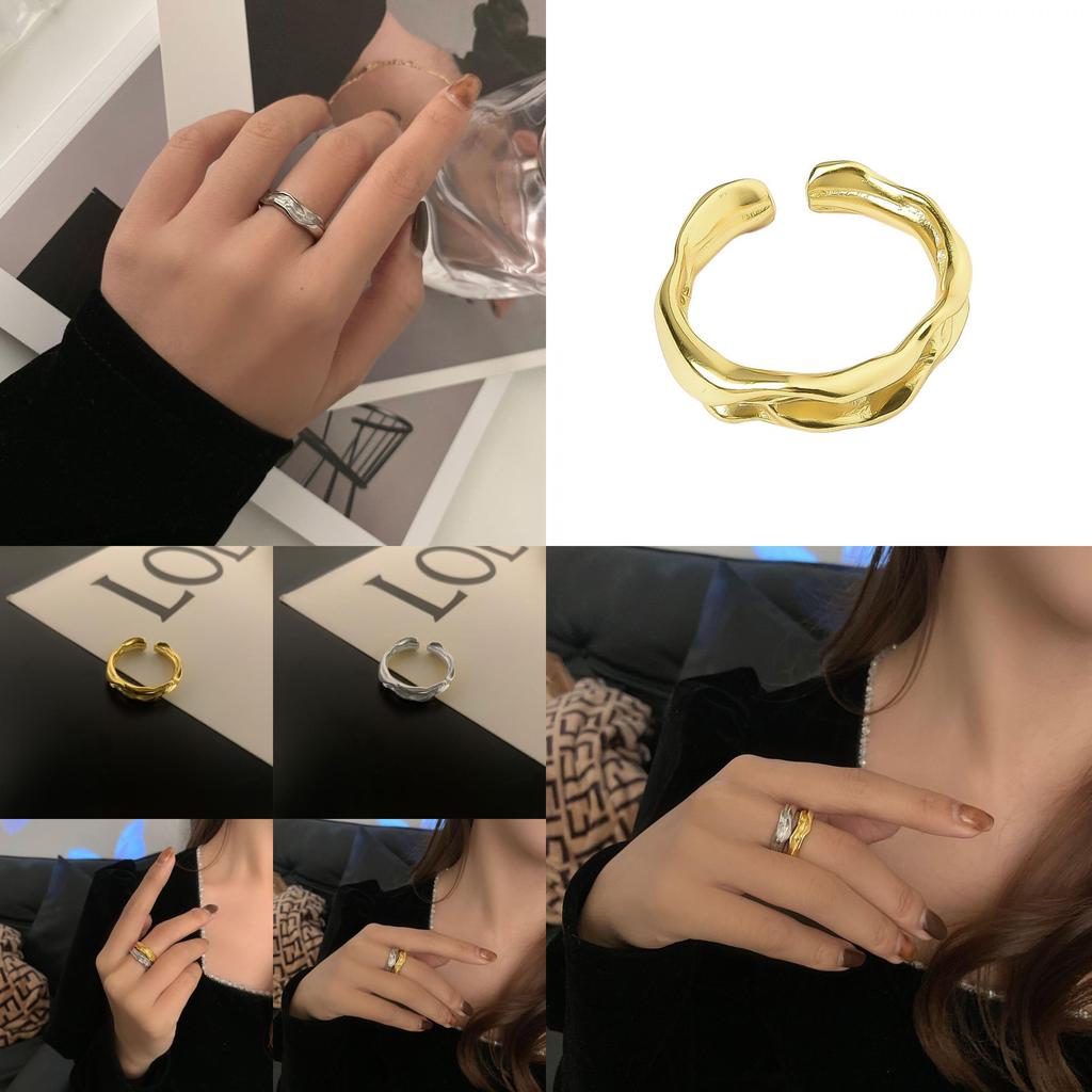 Chic Korean Style Geometric Twisted Wave Ring Perfect For Finger Fashion Accessories