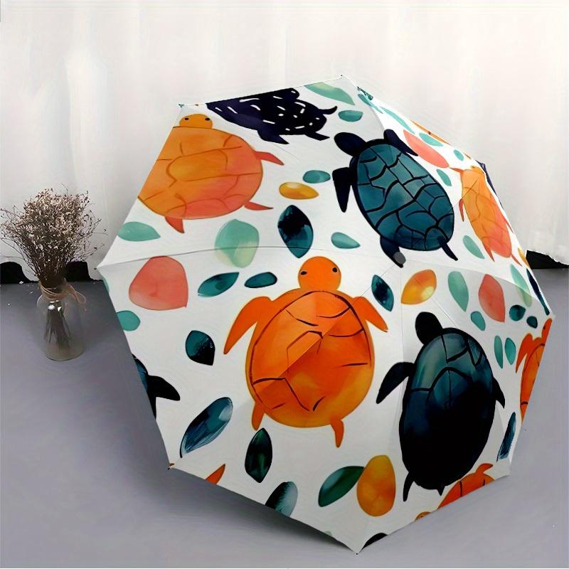 1pc Turtles Shells Automatic Open 8-Rib Windproof Umbrella, Travel & Commuting, Suitable for All Seasons, Lightweight Portable,032