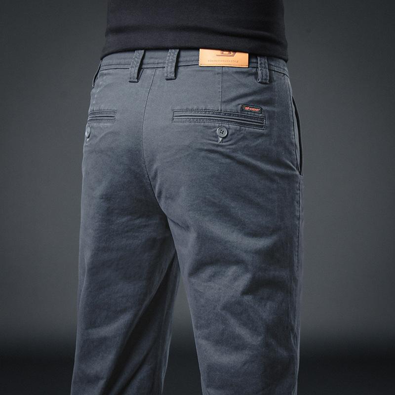 

Двухцветные осенне-зимние новые мужские повседневные брюки из 100% чистого хлопка высшего качества, облегающие прямые брюки делового покроя 36 серый