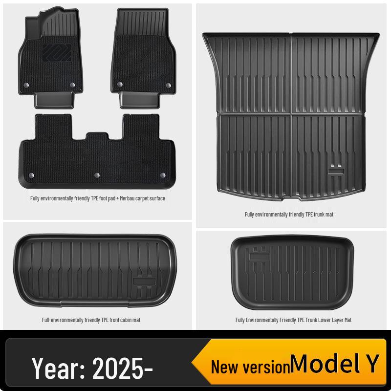 Tesla Model Y Eco-Friendly All-Weather TPE Floor & Trunk Mats.
