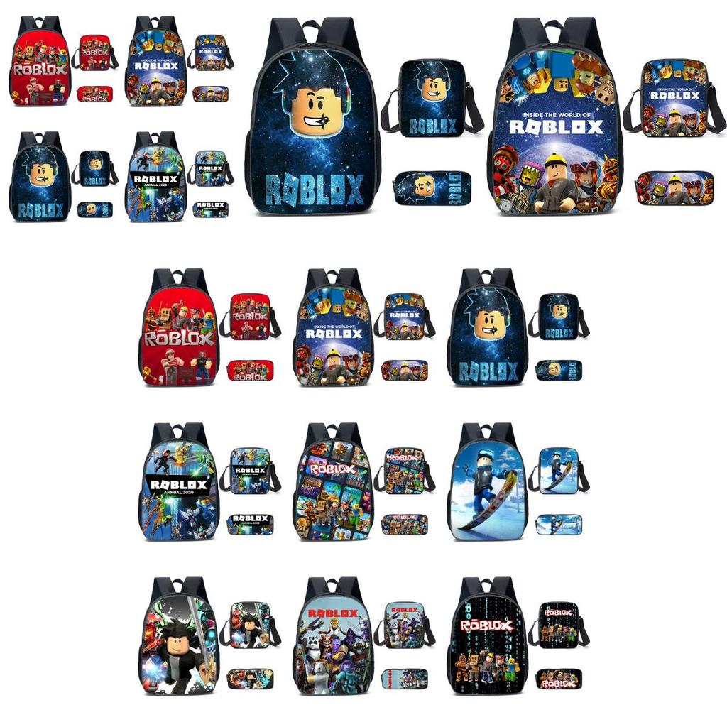 Spacious 20-35l Nylon Roblox Backpack Breathable Cartoon Bag For Students Travel
