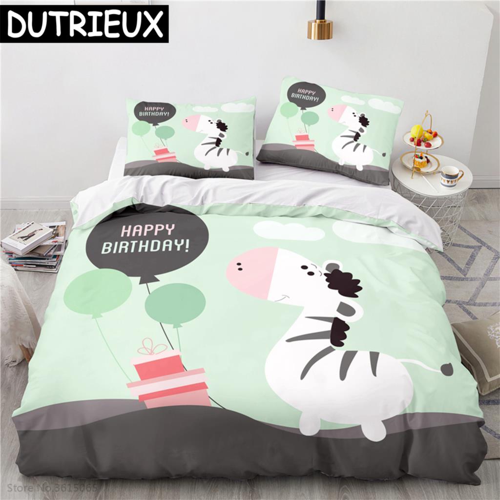 Nordic Cartoon Animal Printed Bedding Set Duvet Cover Children Bedclothes Duvet Cover Sets Pillowcase Twin Full Queen King Size