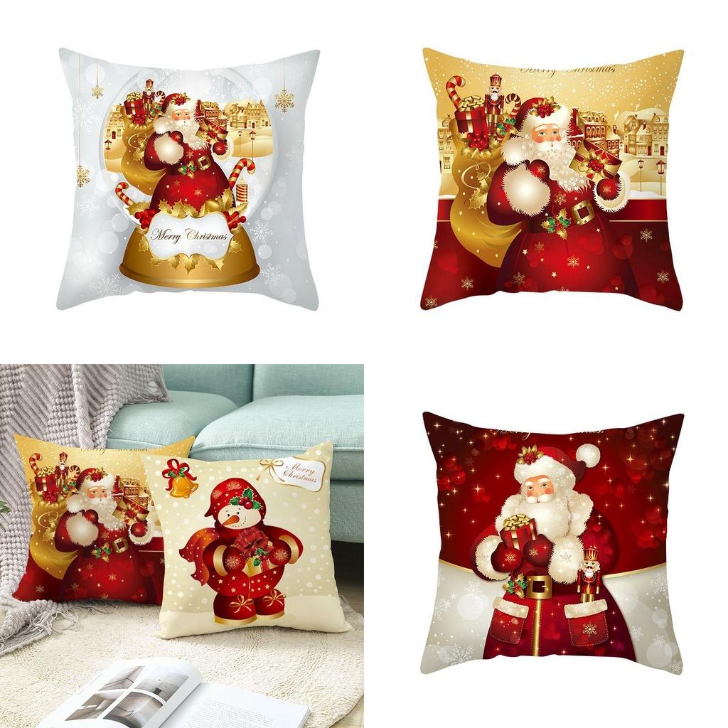 Festive Christmas Cushion Cover Featuring Adorable Santa Snowman Designs For Holiday Cheer