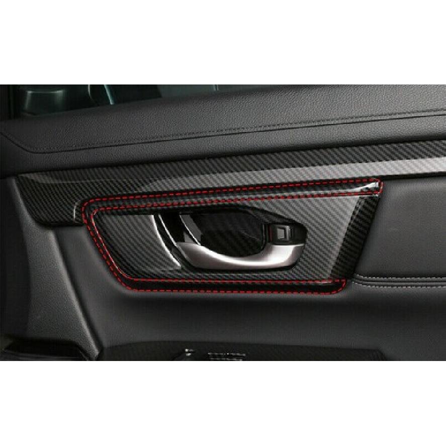 For Honda CRV CR-V 2017- Carbon Fiber Inner Door Handle Lock Cover Decor 4*