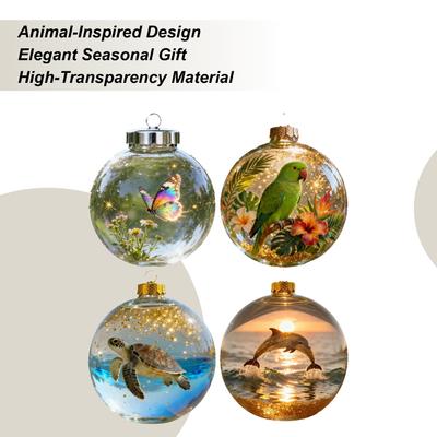 3D-Tierball Weihnachtsdekoration Acryl 3D Wildtier-Wunderdekorationen Ozean und Wälder Biologie Weihnachtsdekoration