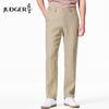 Zhuangji Men's 100% Linen Casual Straight-Leg Trousers