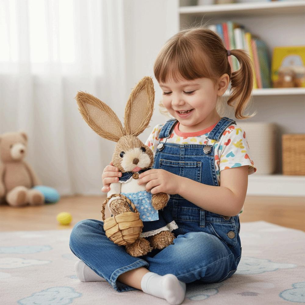 Realistic Design Woven Bunny 35cm Size Bunny Figure Easter Straw Rabbit  Window Display