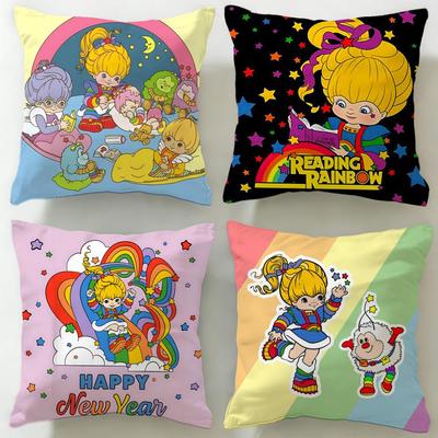 Housse de coussin classique dessin animé Rainbows Brite Douce et Facile à Laver Housse de coussin – Polyvalente pour Canapé, Lit, Voyage et Bureau