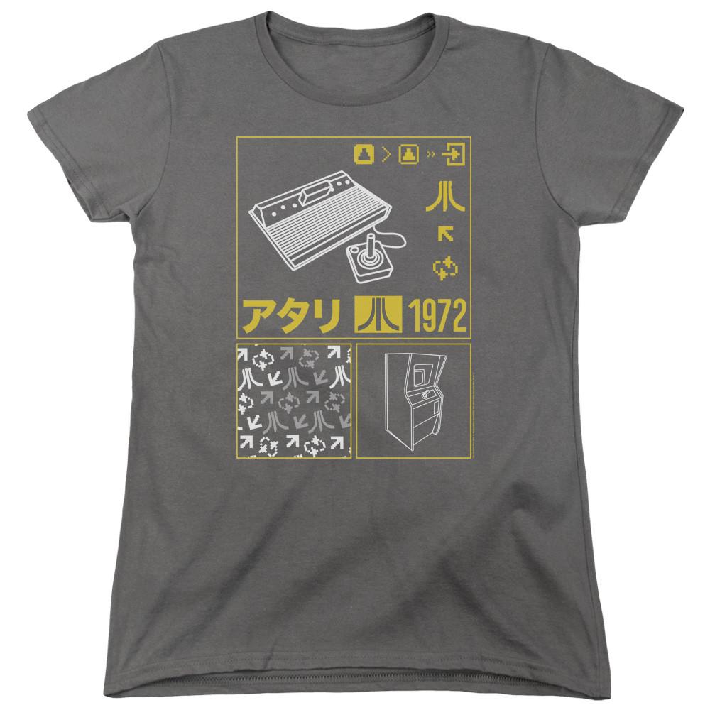 Atari Womens T-Shirt Kanji Squares Charcoal Tee Unisex T-Shirt XL