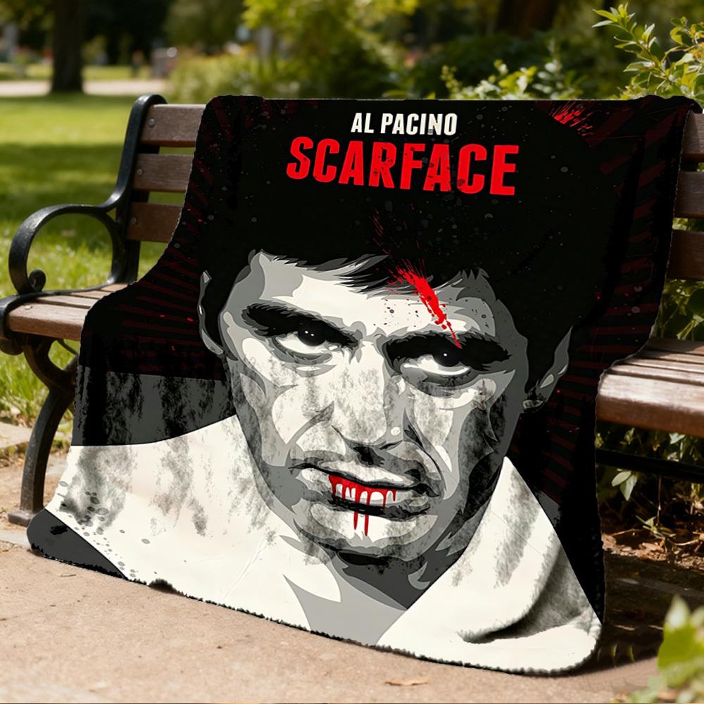 1pc Scarface Outdoor Flannel Blanket for Girls Soft, Lightweight Throw Perfect for Camping, and Gifting, Digital