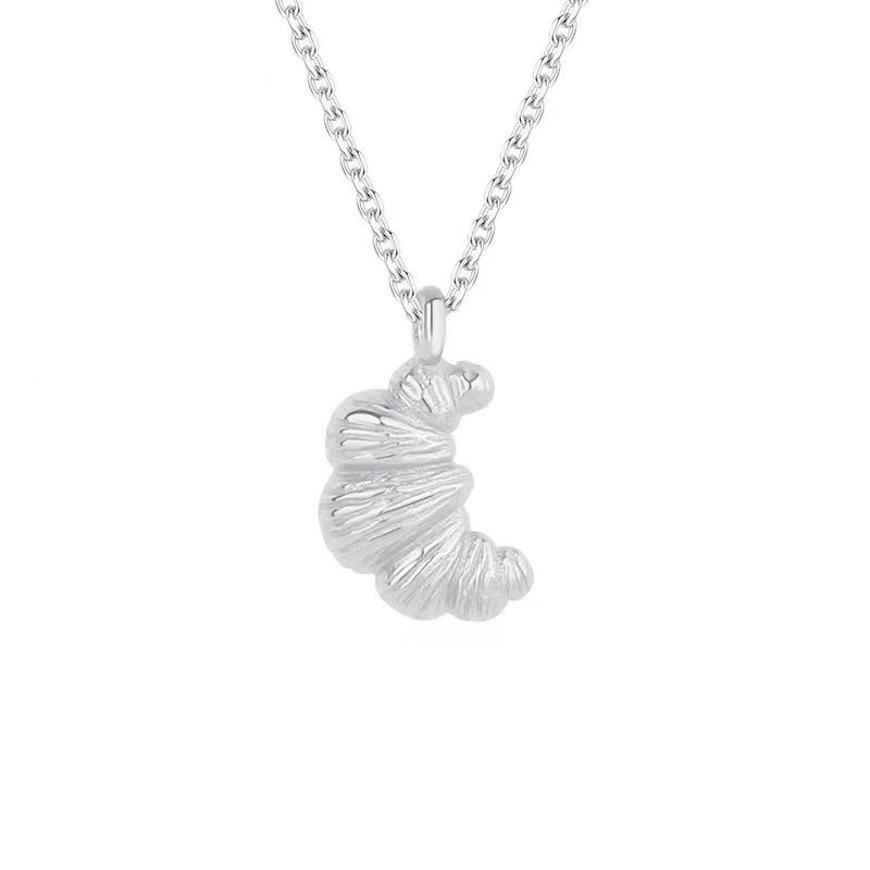 

new in minimalist collarbone chain Cute and fashion glossy little croissant necklace for women s party fine jewelry 45cm серебряный